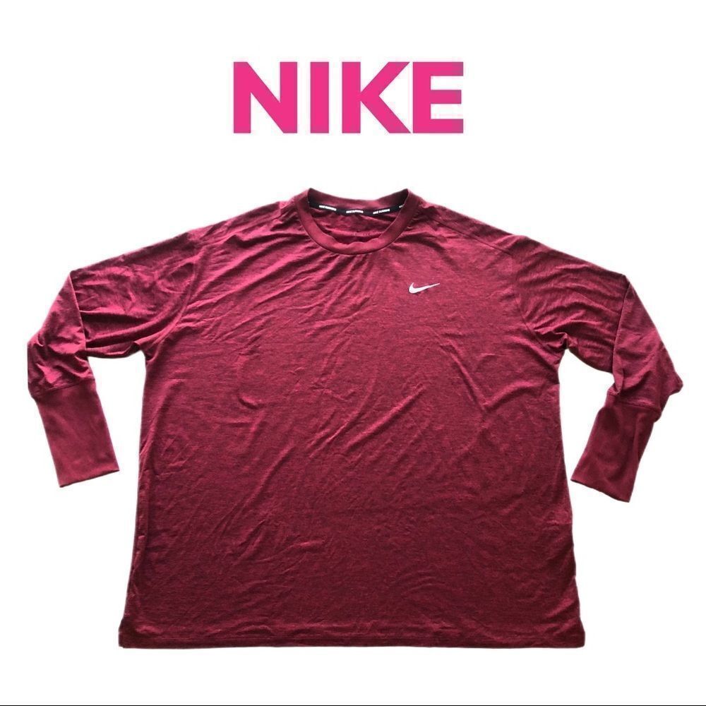 Nike Long Sleeve Athletic Dry Fit LongSleeve Pullover Red Sz 3X
